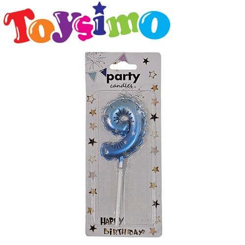 Blue Number 9 Candle
