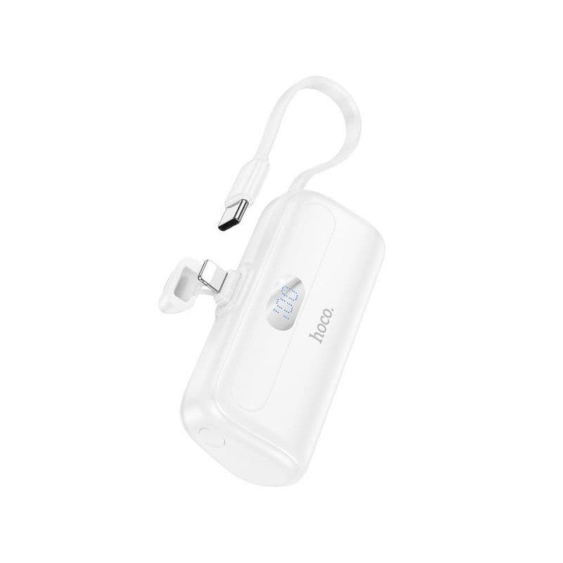 Hoco J116 Pro Pocket Power Bank With Cable(5000Mah) White
