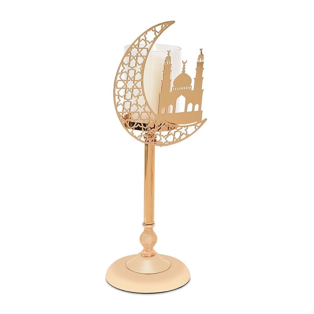 Dune Metal & Glass Candle Holder, Gold - 49X20Cm