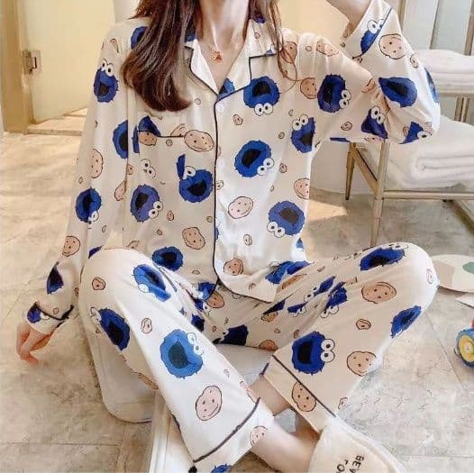 New Spring Long Sleeve Loose Fit Women'S Pajama Set Cartoon Design Cross-Border 2529