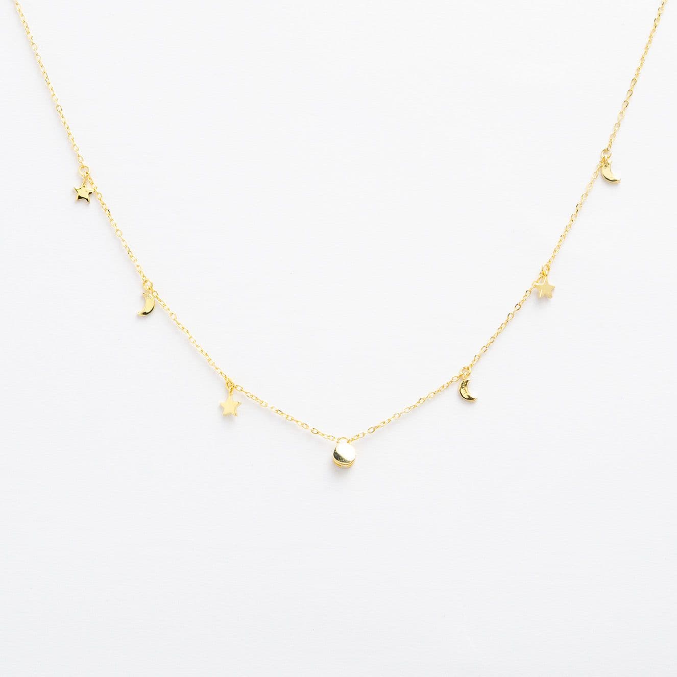 Star And Moon Necklace - Gold