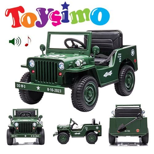 جيب كهربائي 12V باللون الأخضر العسكري بالتحكم المزدوج مع محركات 390