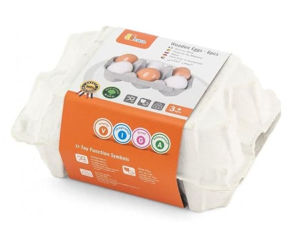 Viga Wooden Eggs - 6 Pieces