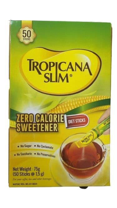 Tropicana Slim Zero Calorie Sweetener Diet Sticks 50X1.5gm