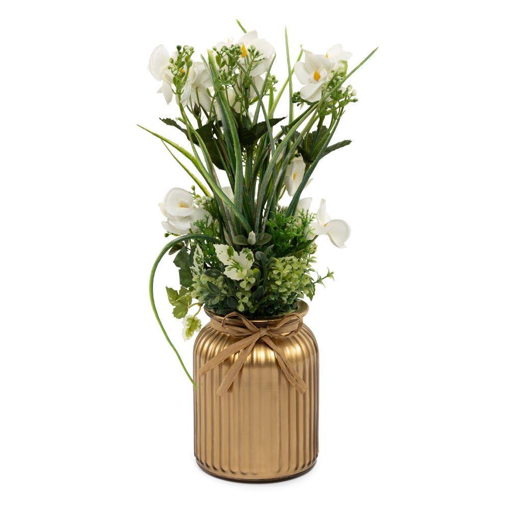 Orchid Garden Flowers With Vase, White - 20X12X39 Cm