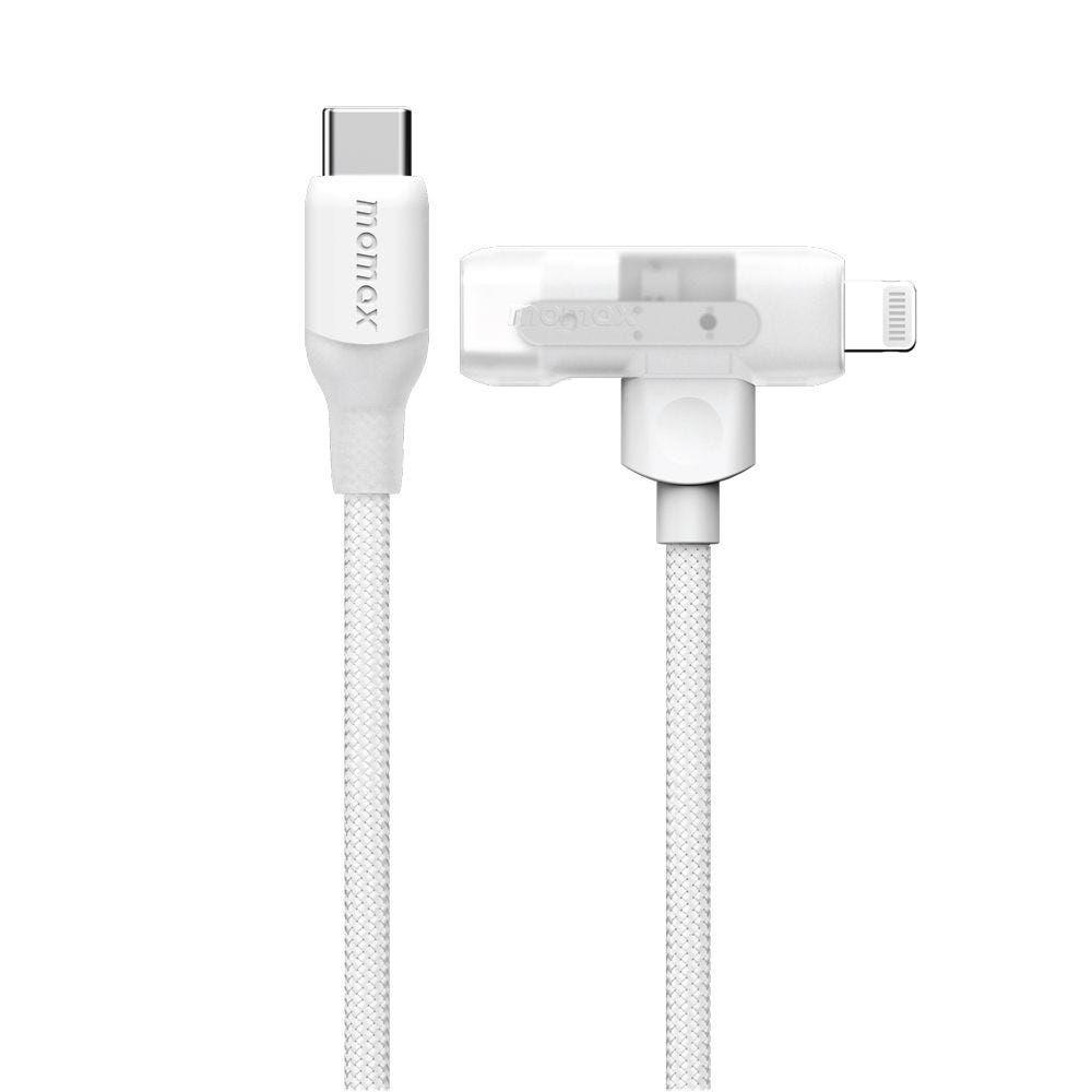 Momax 1-Link Flow Duo 2In1 Usb-C To Usb-C+Lightning Cable 1.5M (Color: White)