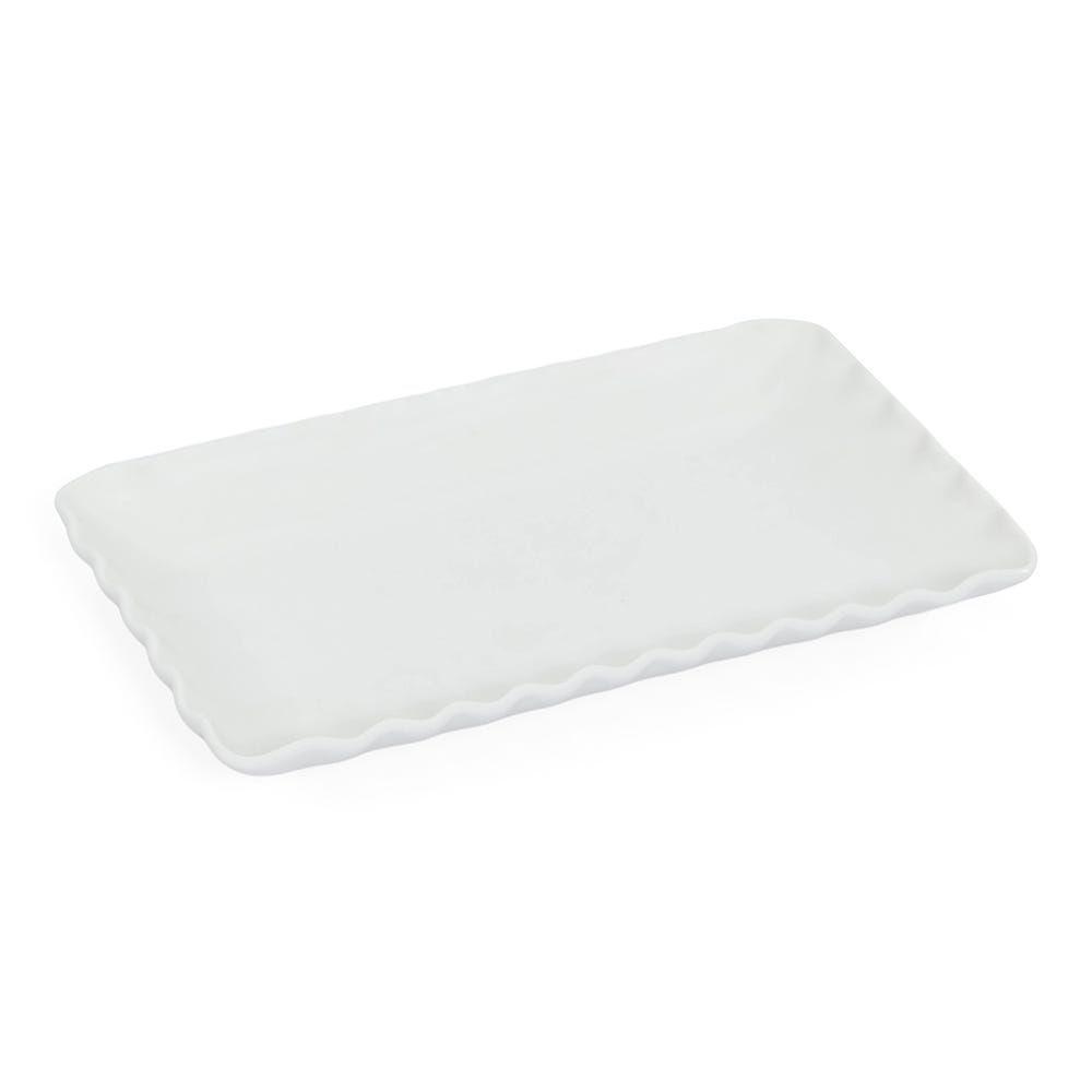 Onde Porcelain Rectangular Plate, White - 20X13 Cm