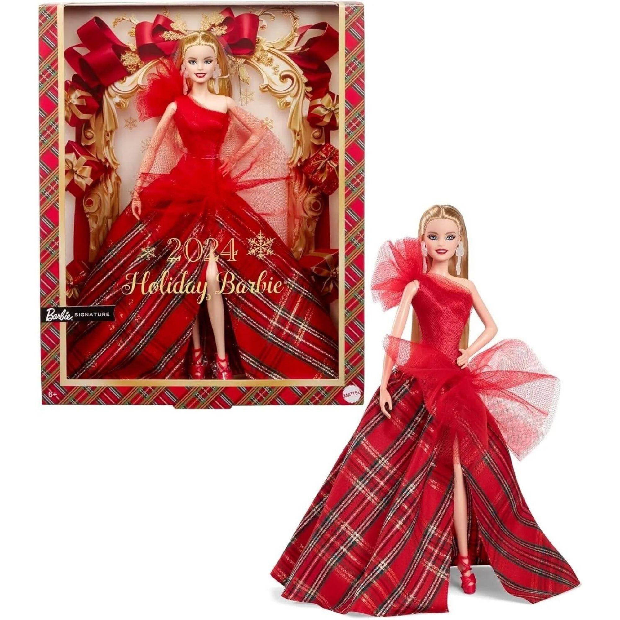 Barbie Signature 2024 Collector Holiday Doll With Blonde Hair And Plaid Gown