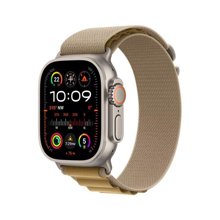 Apple Mx4F3Qa/A Watch Ultra 2 Gps + Cellular 49Mm Natural Titanium Case With Tan Alpine Loop - Mediu