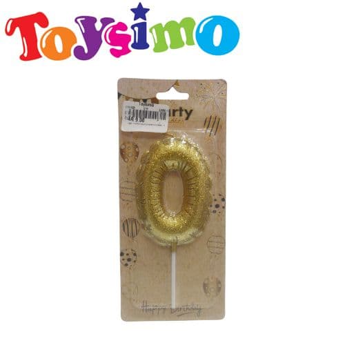 Gold Number 0 Candle (9Cm)