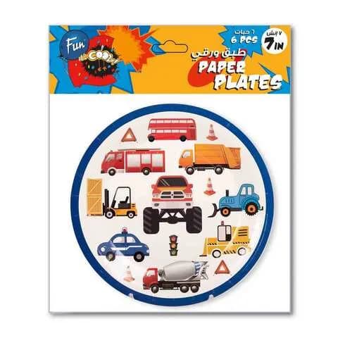 Fun Paper Plate 7In 6Pcs Car