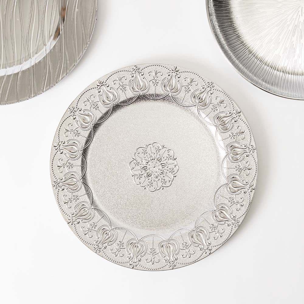 Rajas Charger Plate, Silver - 33 Cm