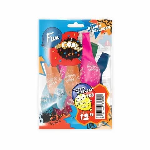 Fun Helium Balloon Happy Birthday 12 20 Pieces Assorted Colors