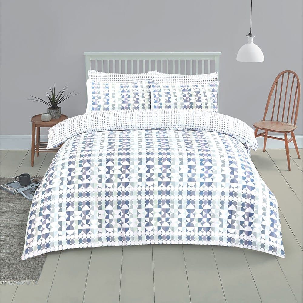 Retro King-Sized Duvet Cover Set, Blue - 230X220 Cm