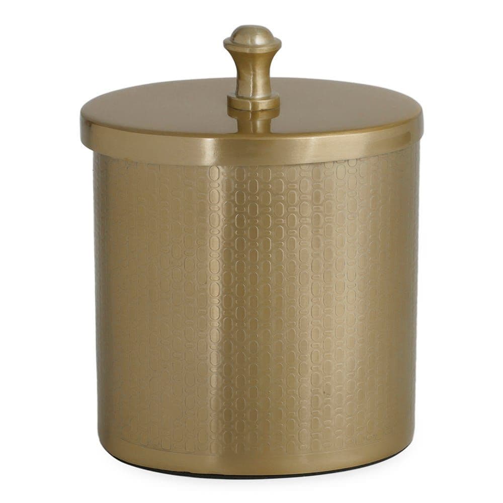 Oval Etched Canister, Soft Gold - 10x13 cm