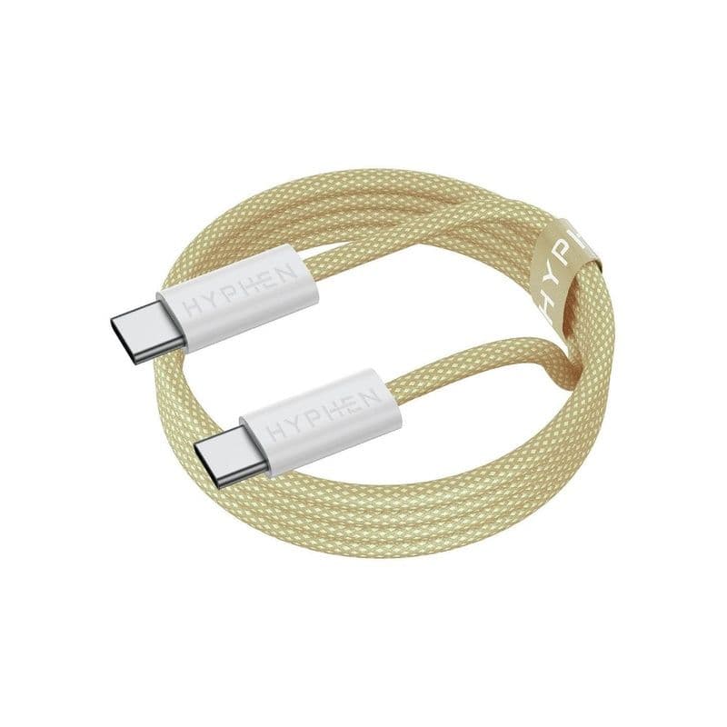 Hyphen Vibe Braided Type C To C Cable - 60W - Yellow - 1M