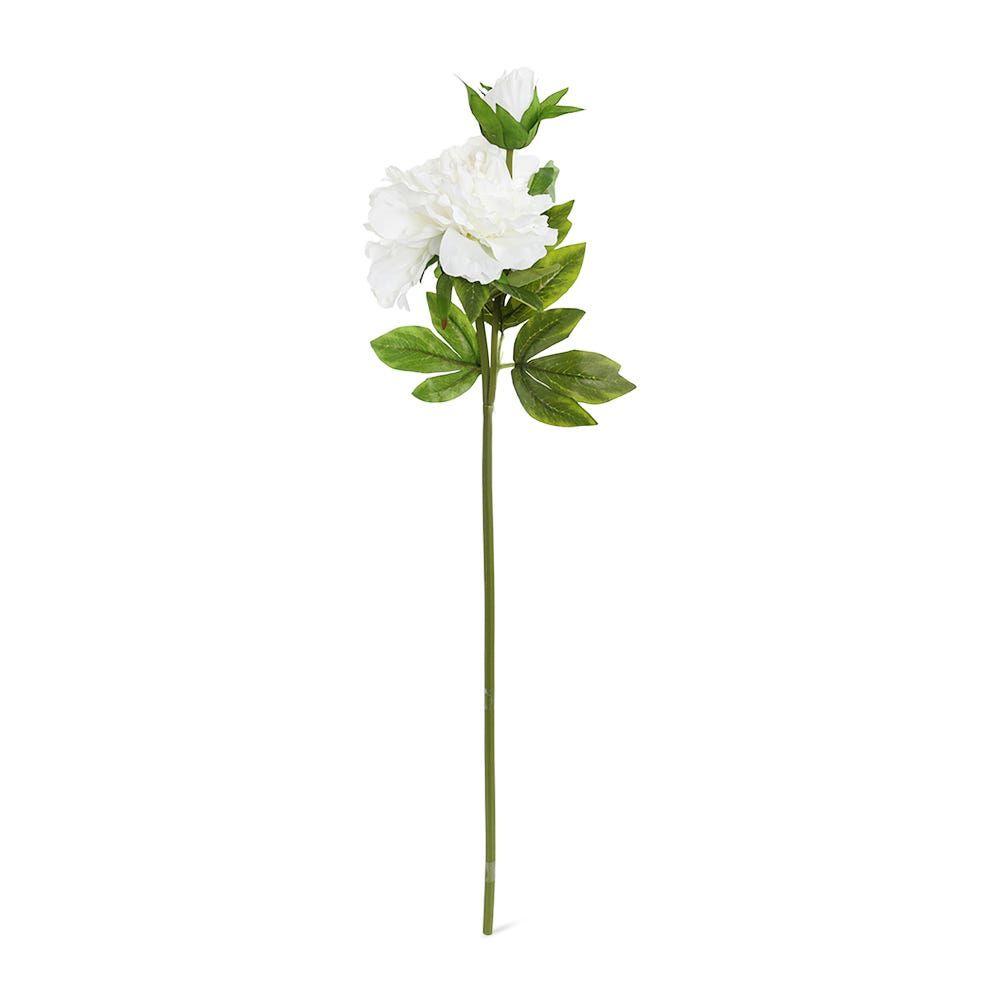 Peony Spray With 1 Bud, White - 71 Cm