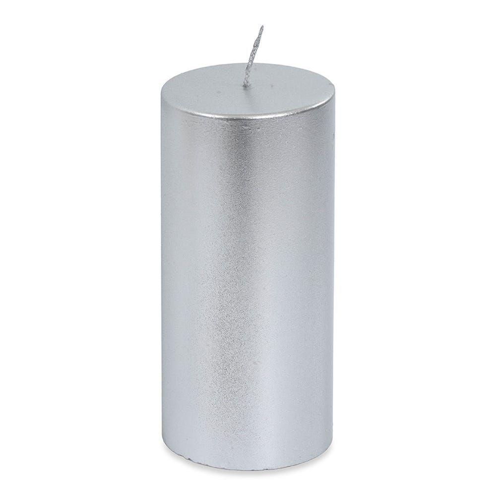 Gala Pillar Candle, Silver - 7X15 Cm