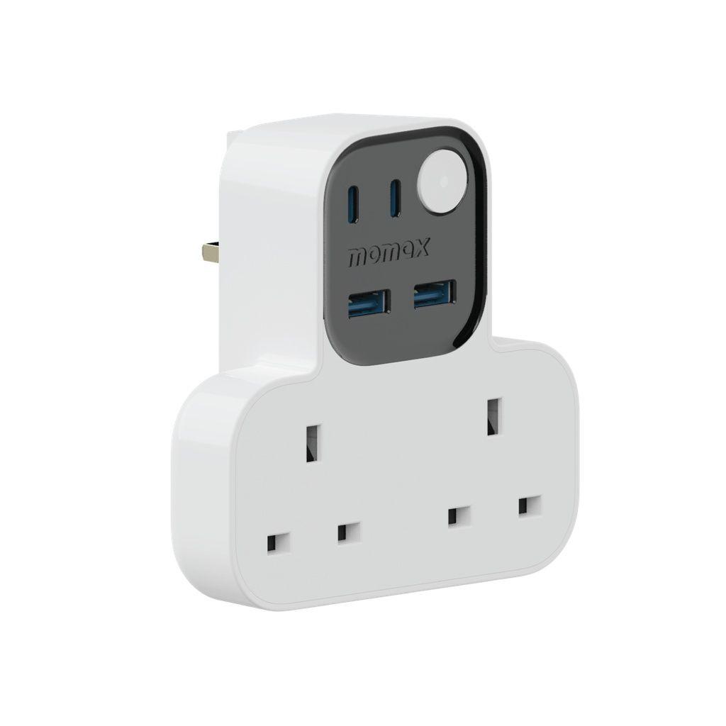 Momax 1-Charger Work Flow T-Shaped Extention 2 Socket With Usb