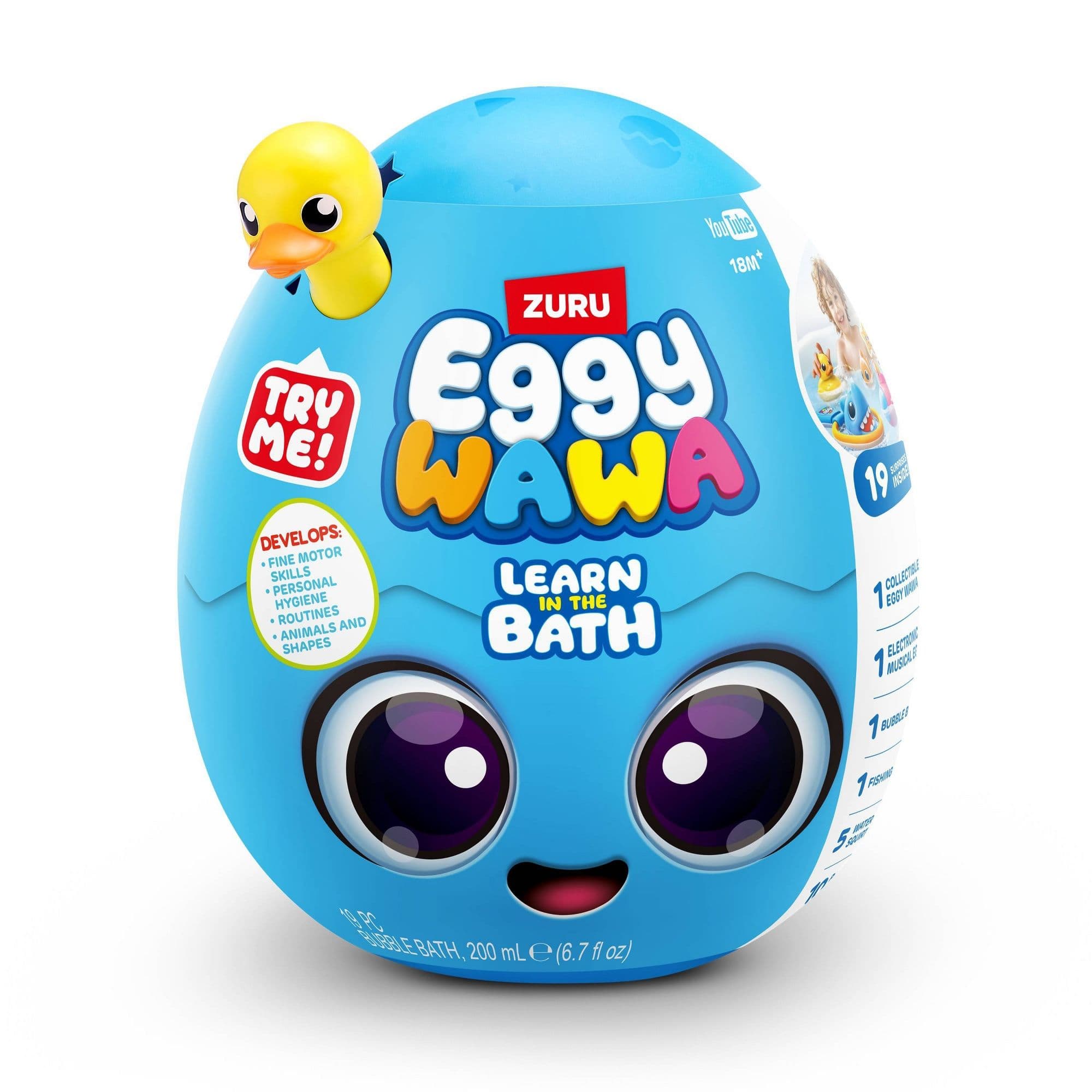 Eggy Wawa Learn In The Bath Surprise Egg Educational Toy With 19+ Surprises (Medium, Assorted)