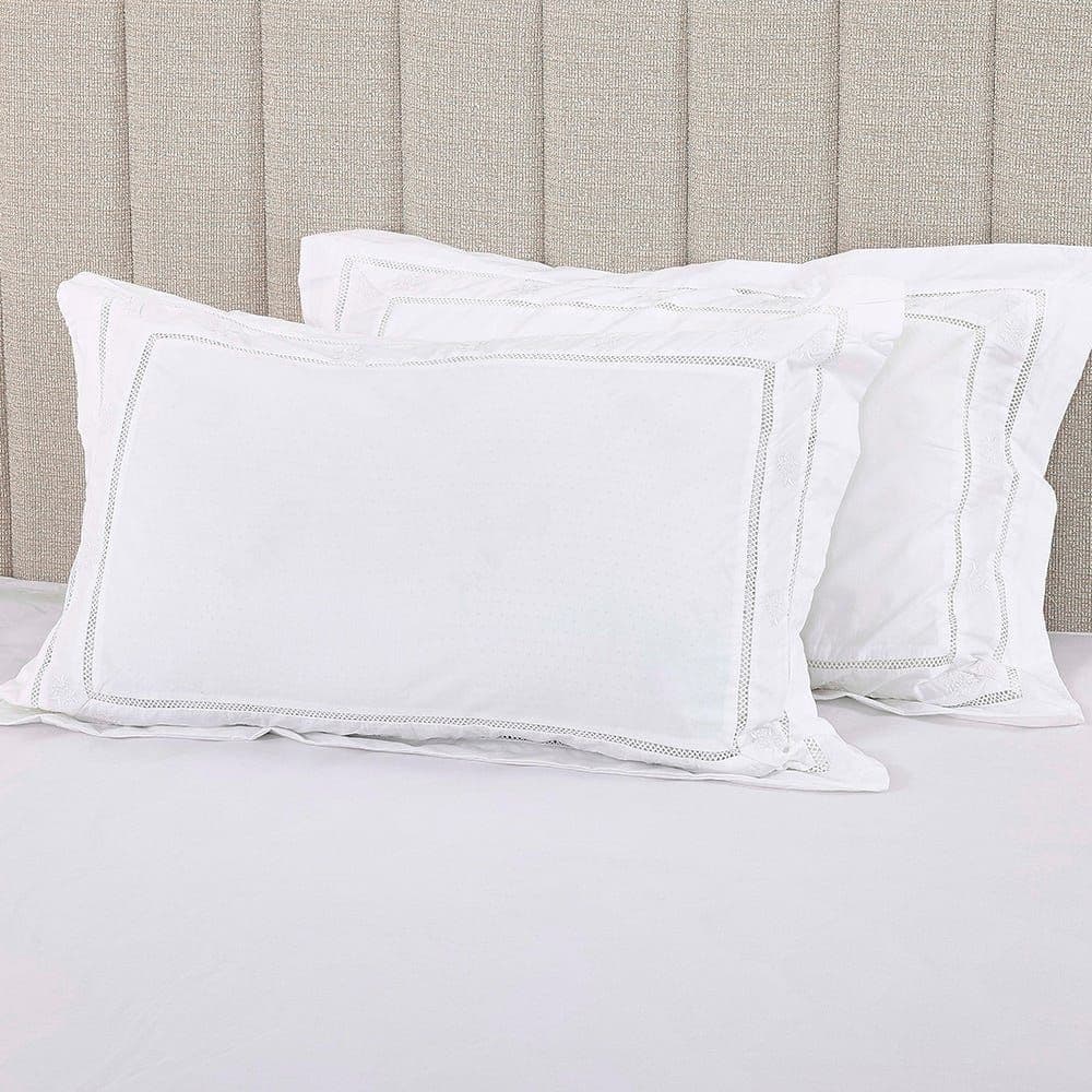 Lora Pillow Case, White - Set Of 2, 200 Tc, 50X75 Cm