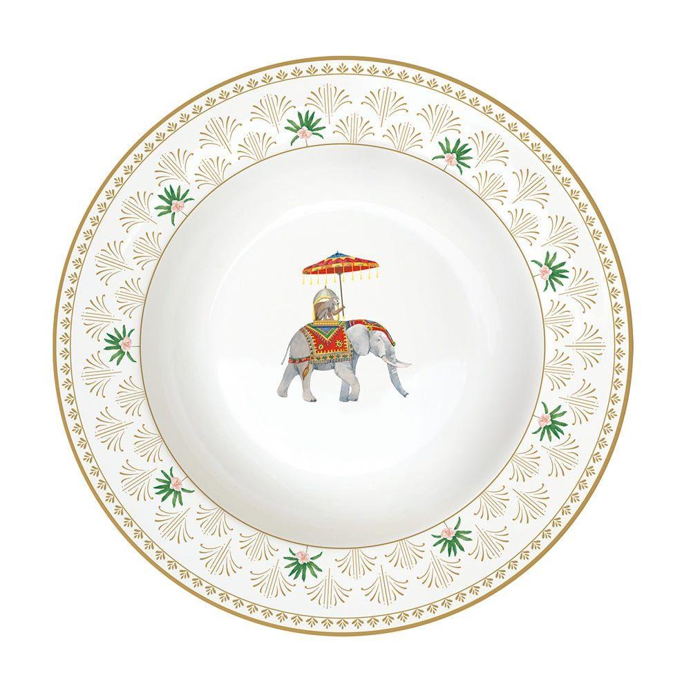 Marajah Porcelain Soup Plate, Multicolour - 21.5 Cm