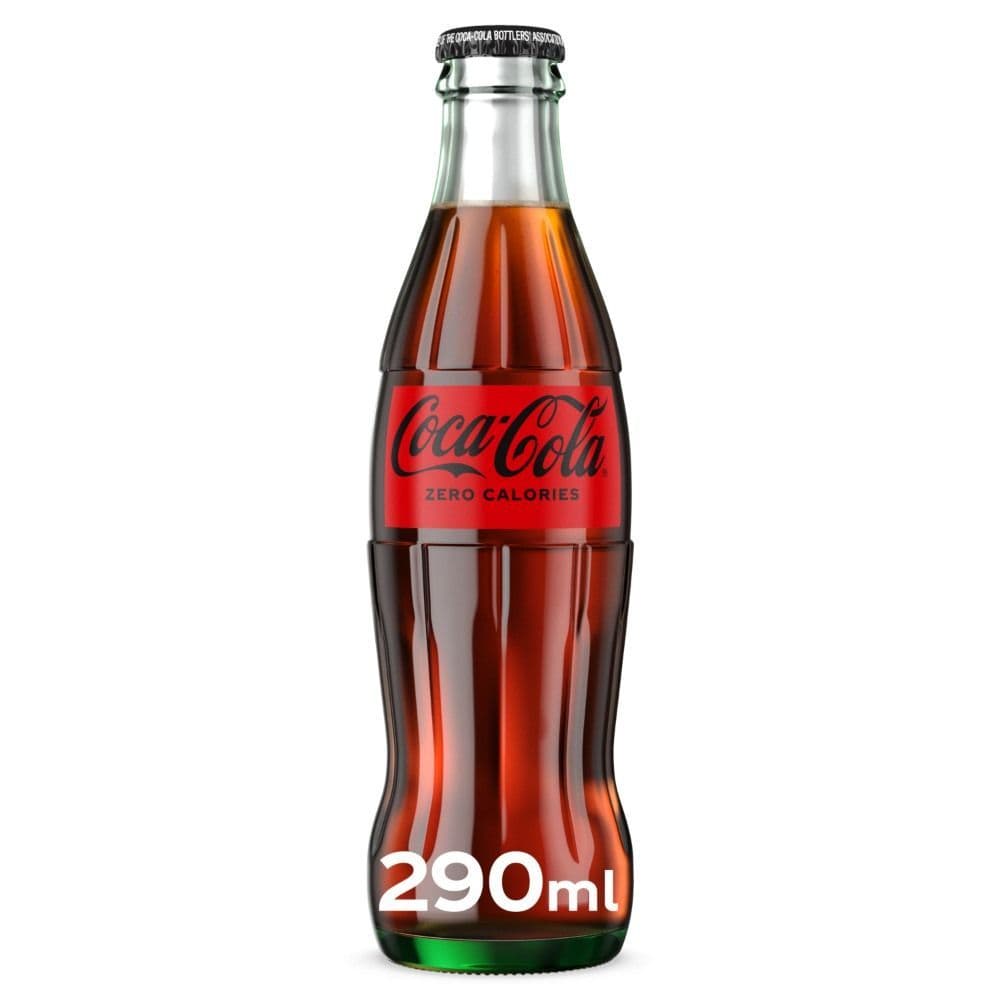 Coca-Cola Zero Calories Carbonated Soft Drink Glass Bottle, 290ml