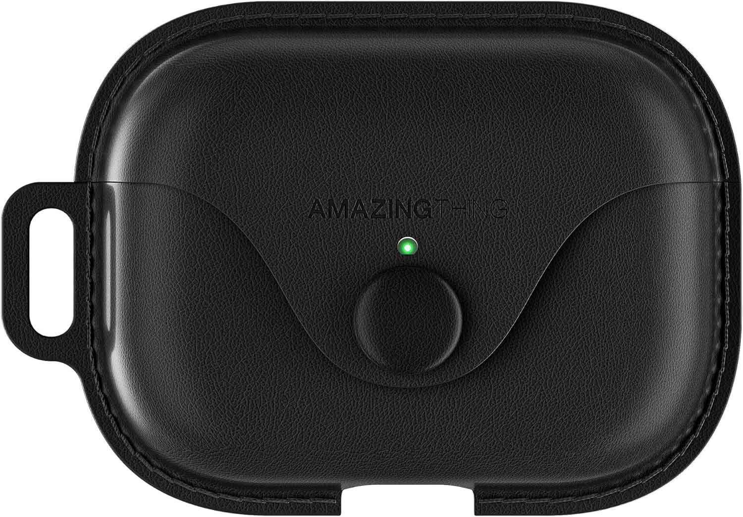 Amazingthing Marsix Pro Case For Apple Airpods Pro 2 / Front Lock Button / Black Leather