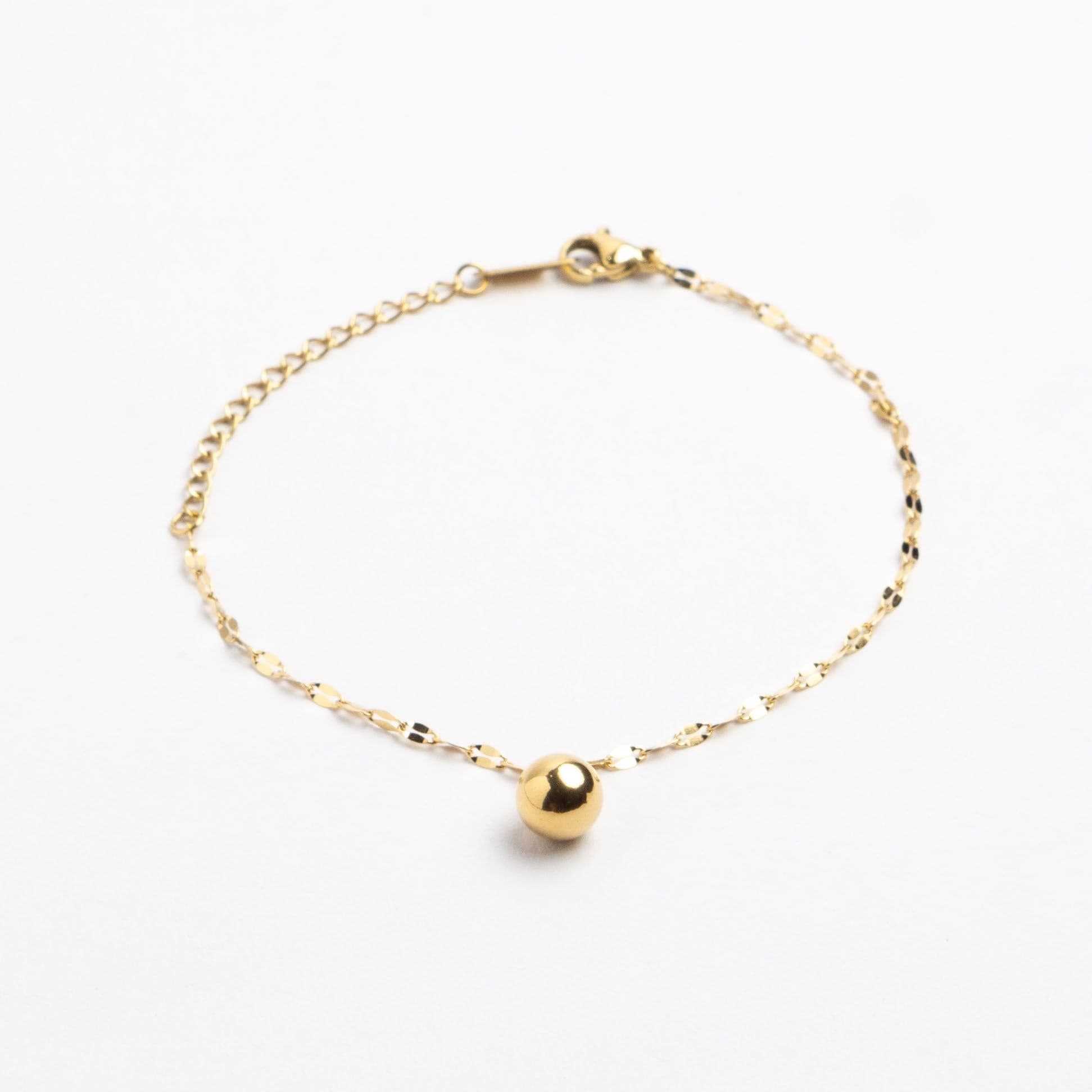 Single Bead Anklet - Gold