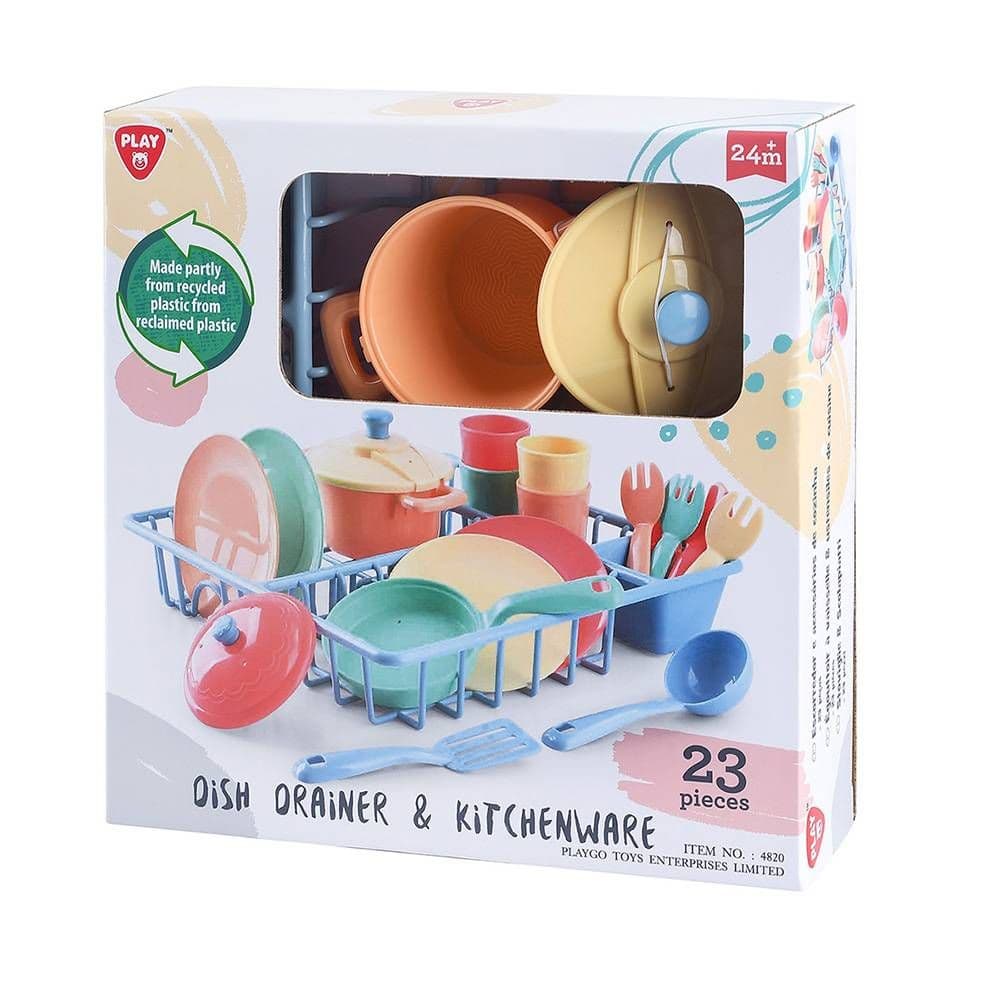 Playgo Dish Drainer & Kitchenware Playset (23 Pieces)