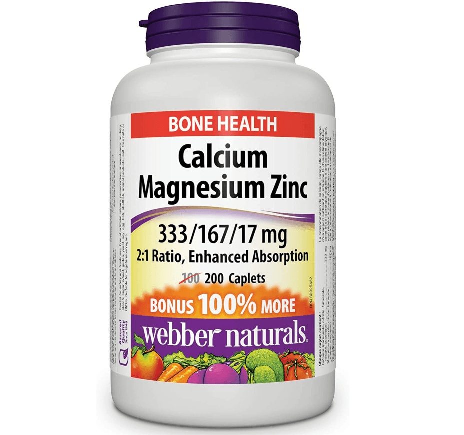 Webber Naturals Calcium Magnesium Zinc Caplet  200 CAP