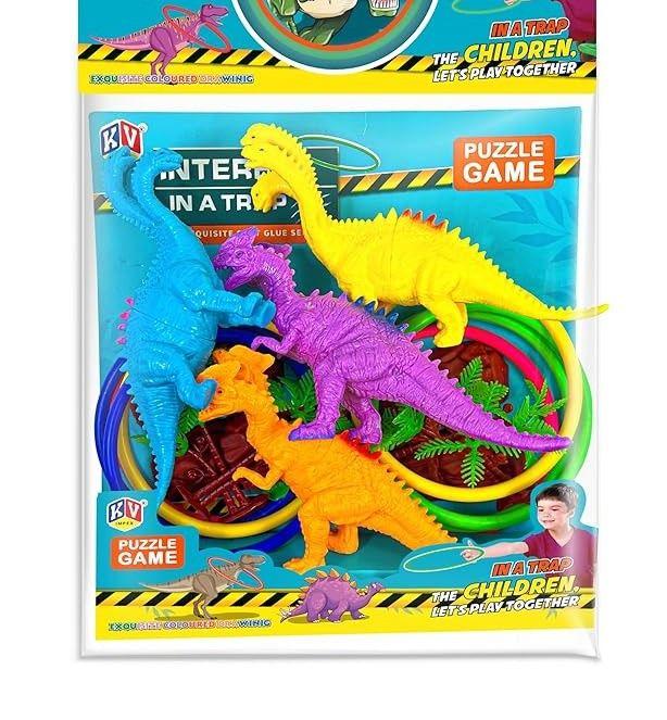 Trap Dinosaur Ring Toss Game Realistic Dinosaurs With Multicolor Throw Rings