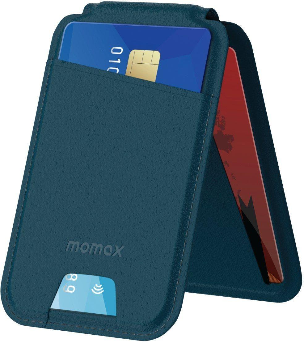 Momax 1-Wallet Magnetic Card Holder With Stand Blue