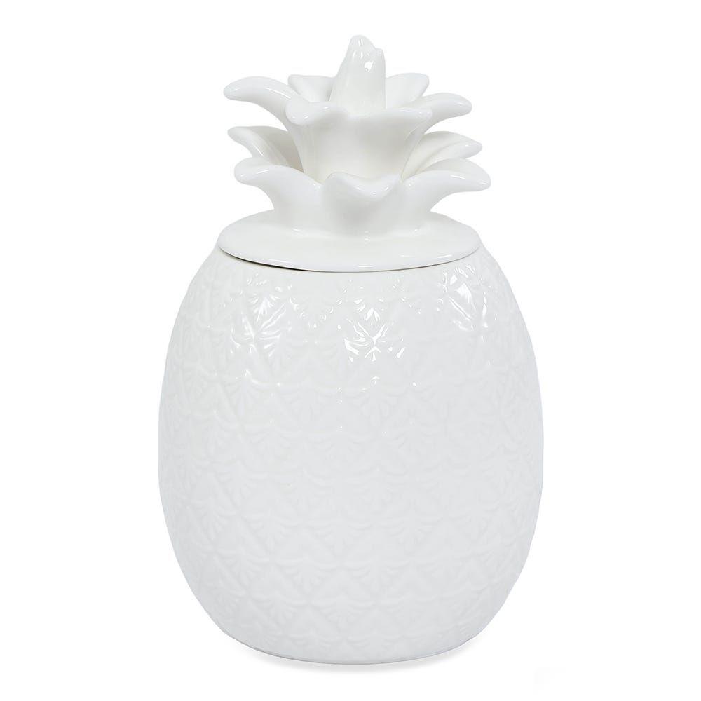 Madagascar Pineapple Shape Jar, White - 9X15 Cm