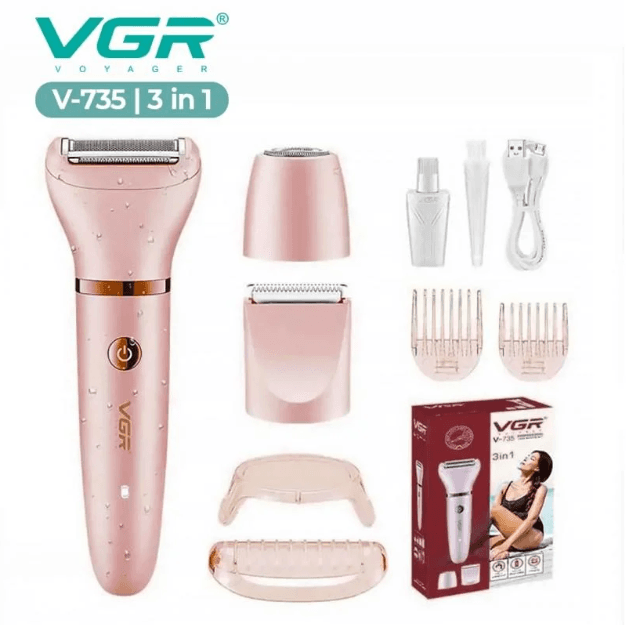 Vgr V-735 3 In 1 Professional Lady Shaver Set, 500 Mah Lithium Battery