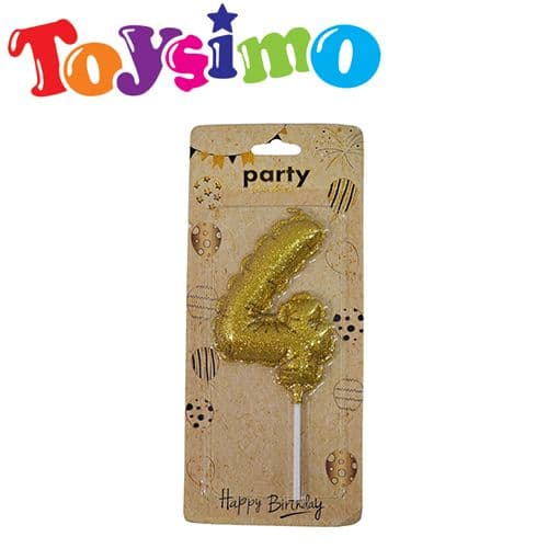 Gold Number 4 Candle (9Cm)