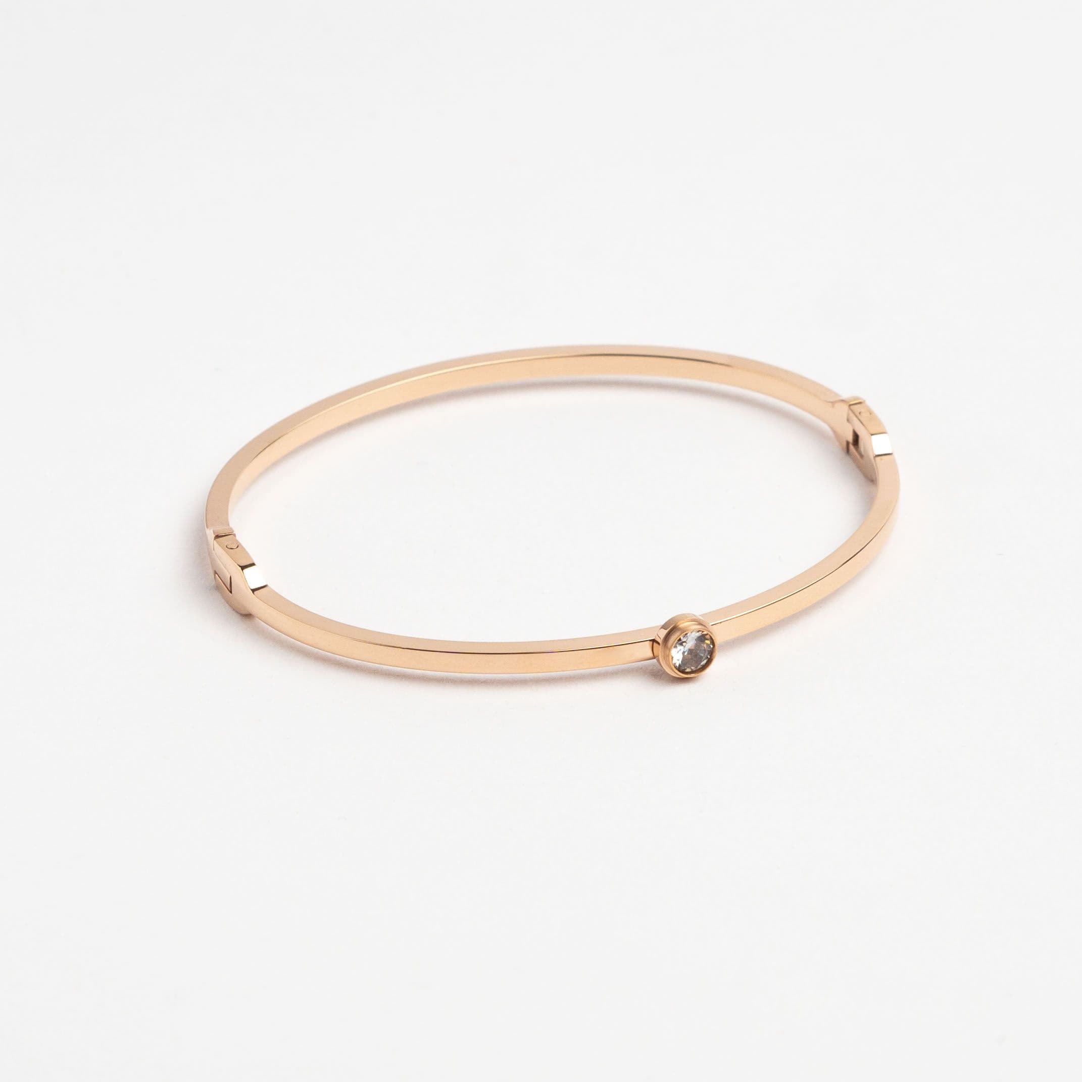 Single Gem Bangle - Rose Gold