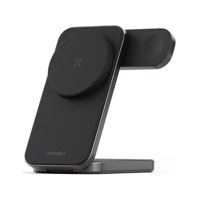 Energea Magtrio Plus, 3In1 Foldable Qi2 Magnetic Fast Wireless Charger - Gunmetal