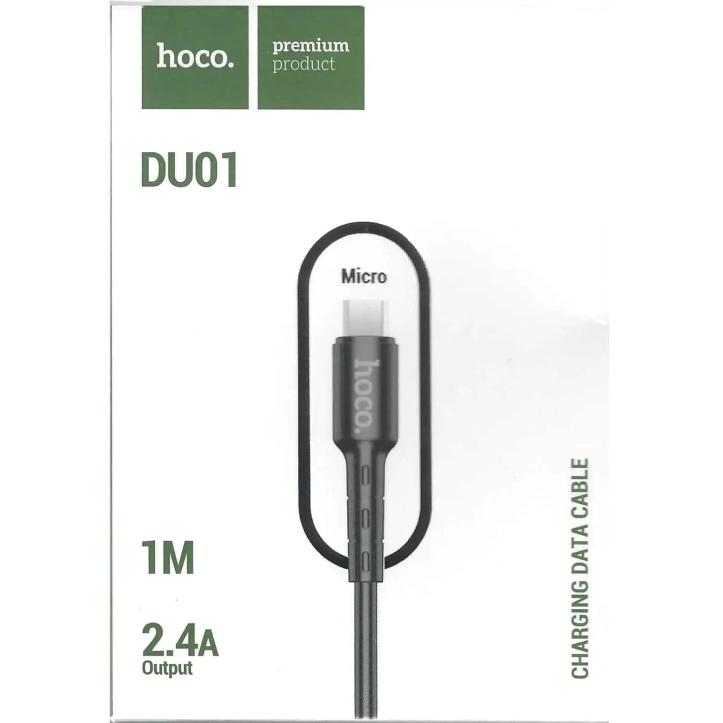 Usb - A To Micro Charging Data Cable 2.4A 1.0 Mtr Black - Hoco Du01