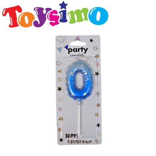 Blue Number 0 Candle