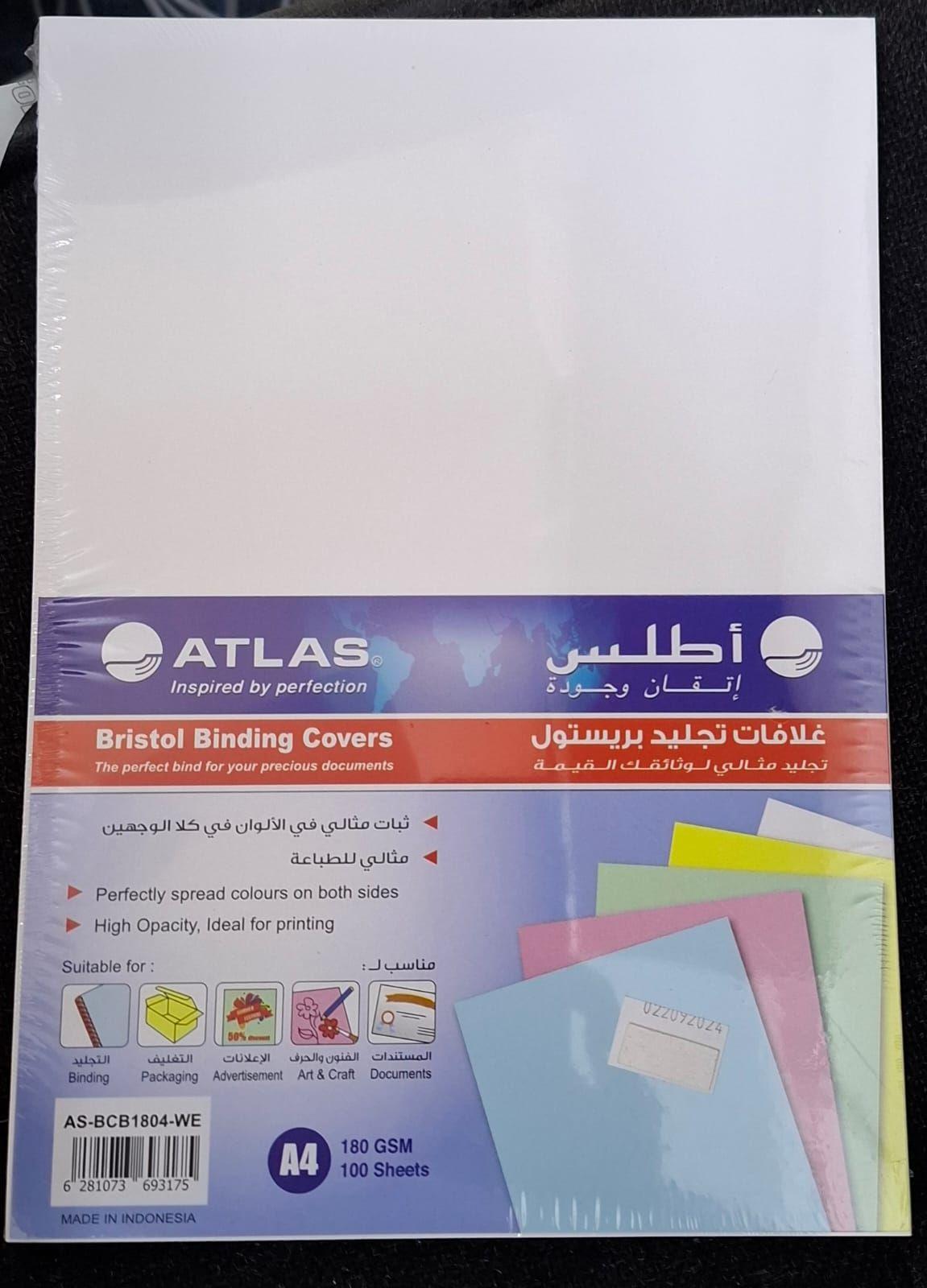 Atlas Bristol Binding Covers A4 100 Sheets White180 Gsm