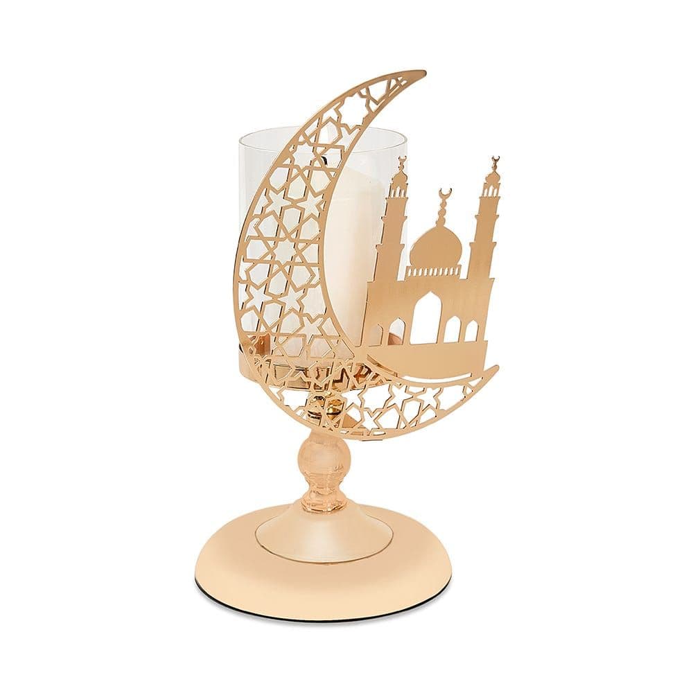 Dune Metal & Glass Candle Holder, Gold - 34X20Cm