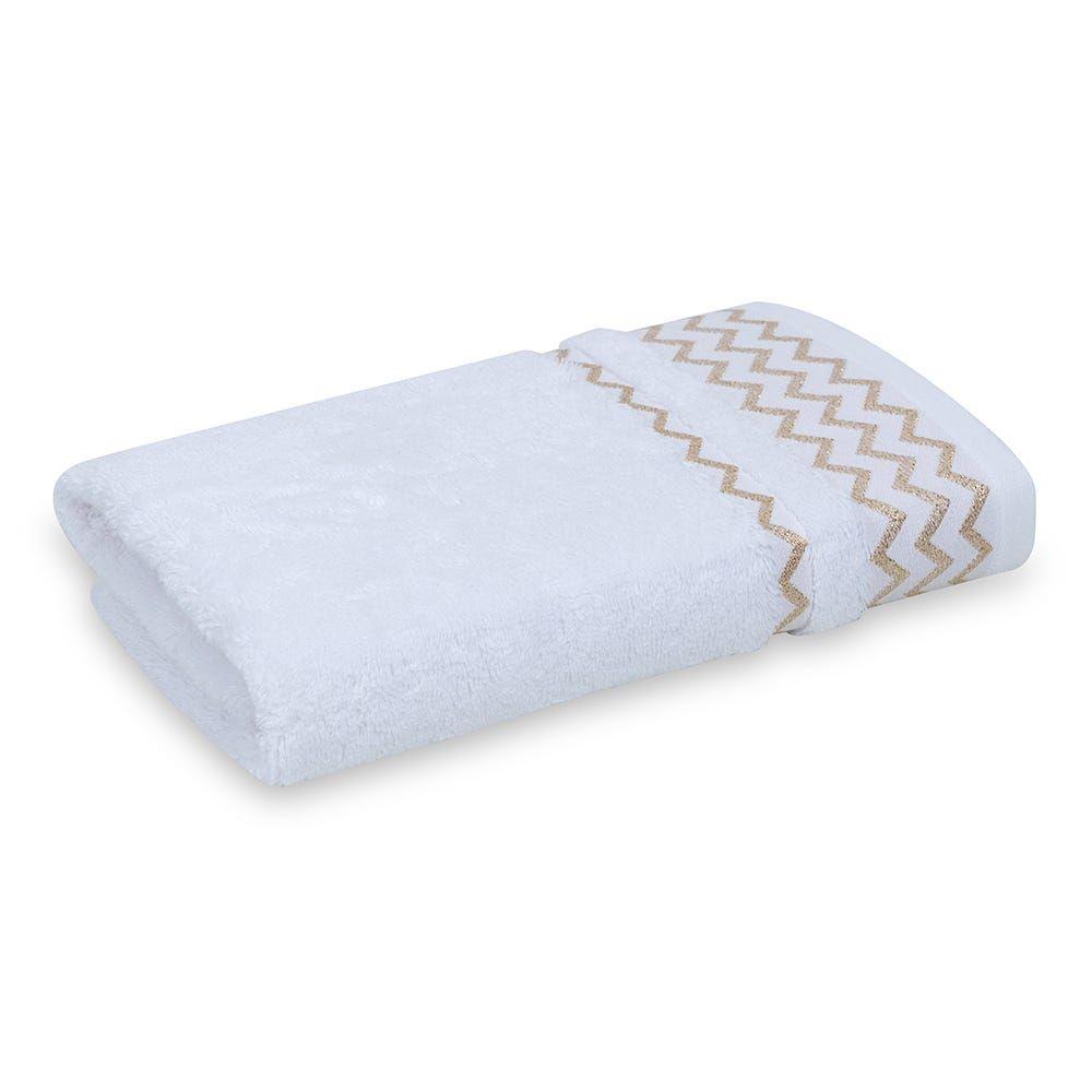 Chevron Lurex Hand Towel, Ivory & Gold - 500 Gsm, 80X50 Cm