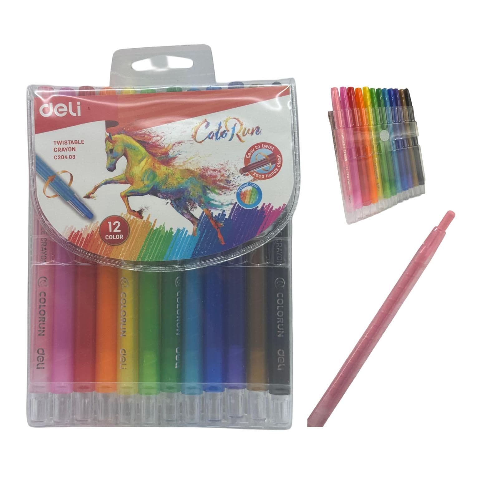 Deli Twistable Crayons Set (12 Crayons)
