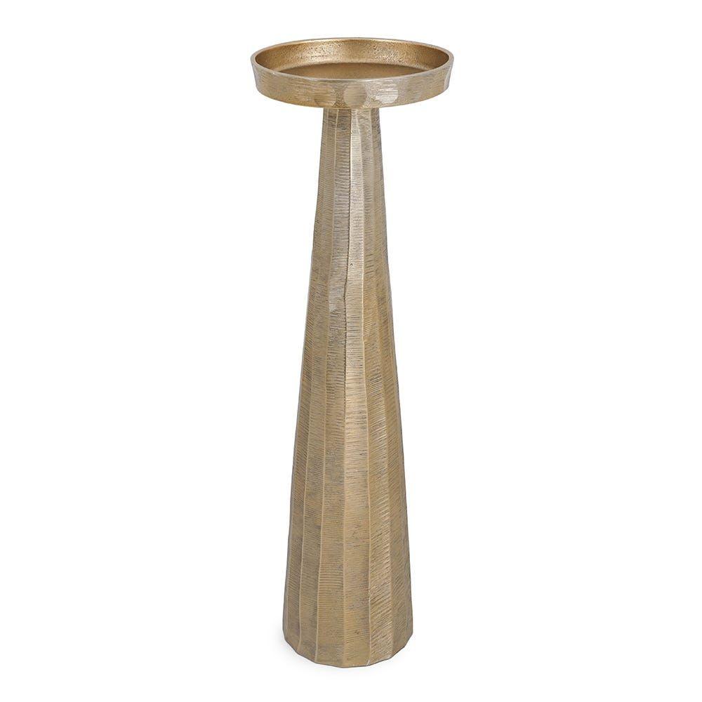 Clay Pillar Candle Holder, Gold - 12X45 Cm