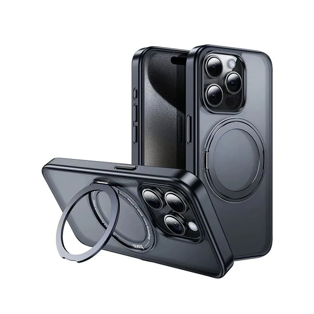 Hoco As1 Premium Case 15 Pro Stand Magsafe Rotatable Black Colour