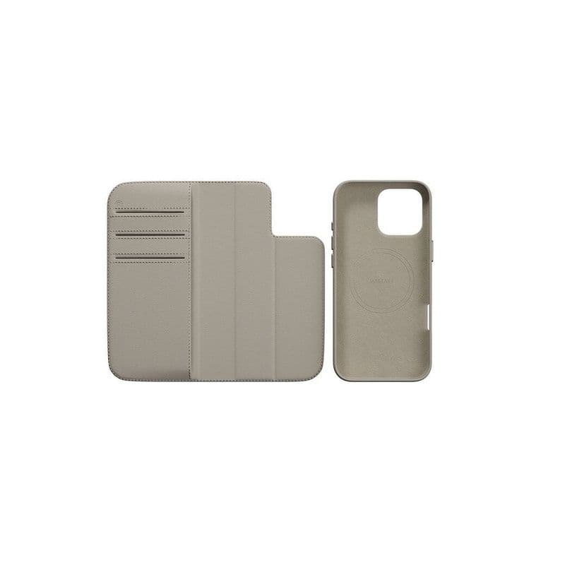 Mageasy 2-In-1 Card Folio Magsafe Leather Flip Phone Case With Stand For 2024 Iphone 16 Pro Max Starlight