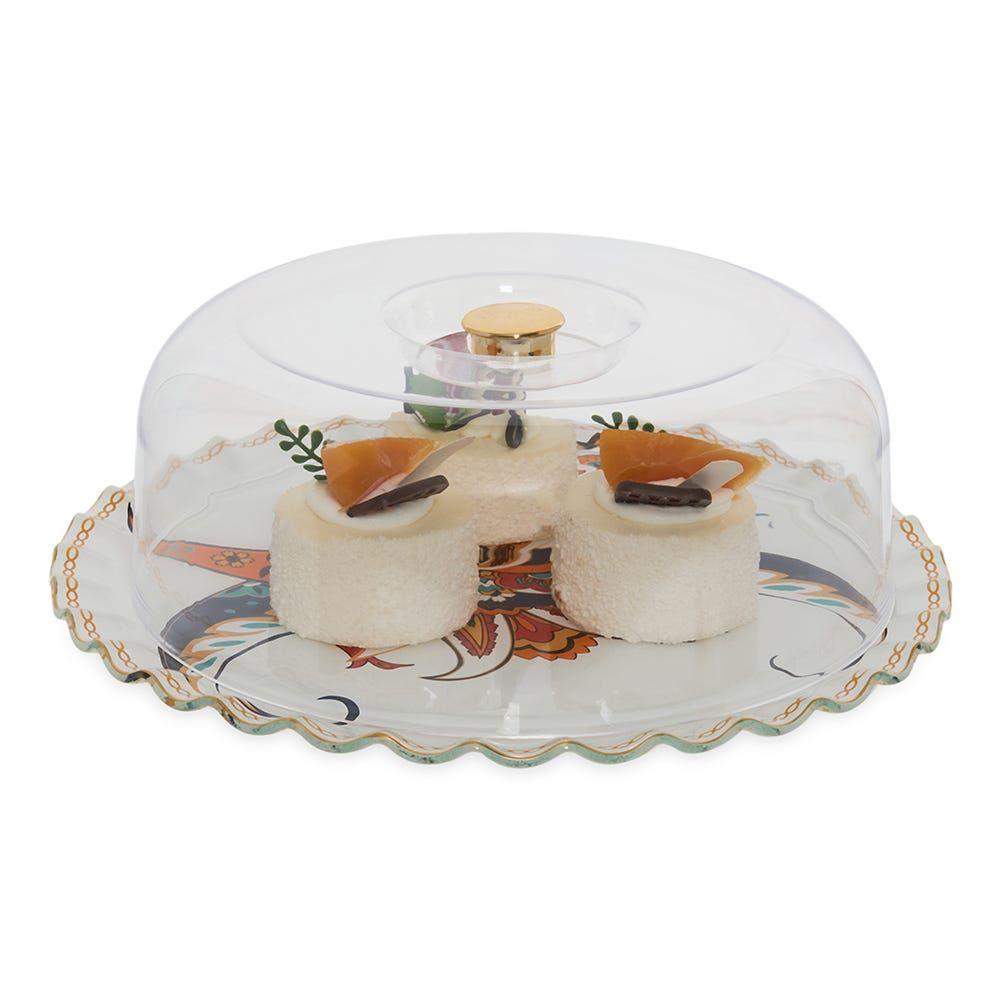 Nosh Anemon Round Cake Stand, Multicolour - 31 cm