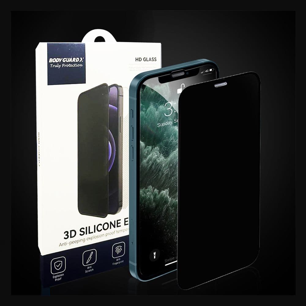 Bodyguardz Iphone 15 Pro Silicon Edgetempered Privacy Glass Screen Protector