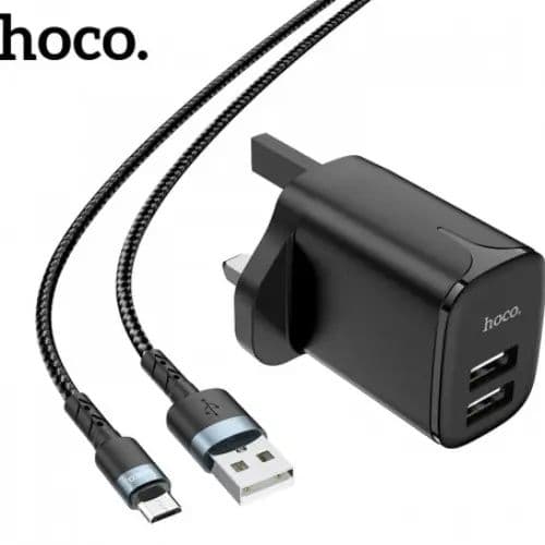 Dual Port Usb Charger With Usb - C Cable 1.0 Mtr 2.4A - Hoco Dc16